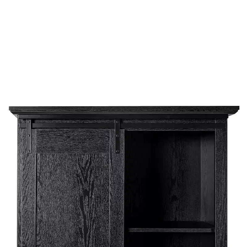Emma and Oliver Farmhouse Storage Cabinet with Sliding Barn Door, Adjustable Height and Fixed Shelving