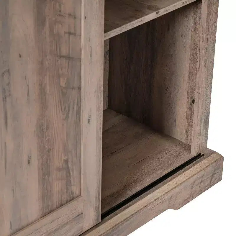 Emma and Oliver Farmhouse Storage Cabinet with Sliding Barn Door, Adjustable Height and Fixed Shelving