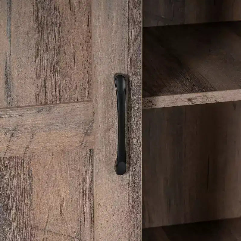 Emma and Oliver Farmhouse Storage Cabinet with Sliding Barn Door, Adjustable Height and Fixed Shelving