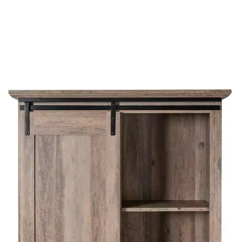 Emma and Oliver Farmhouse Storage Cabinet with Sliding Barn Door, Adjustable Height and Fixed Shelving