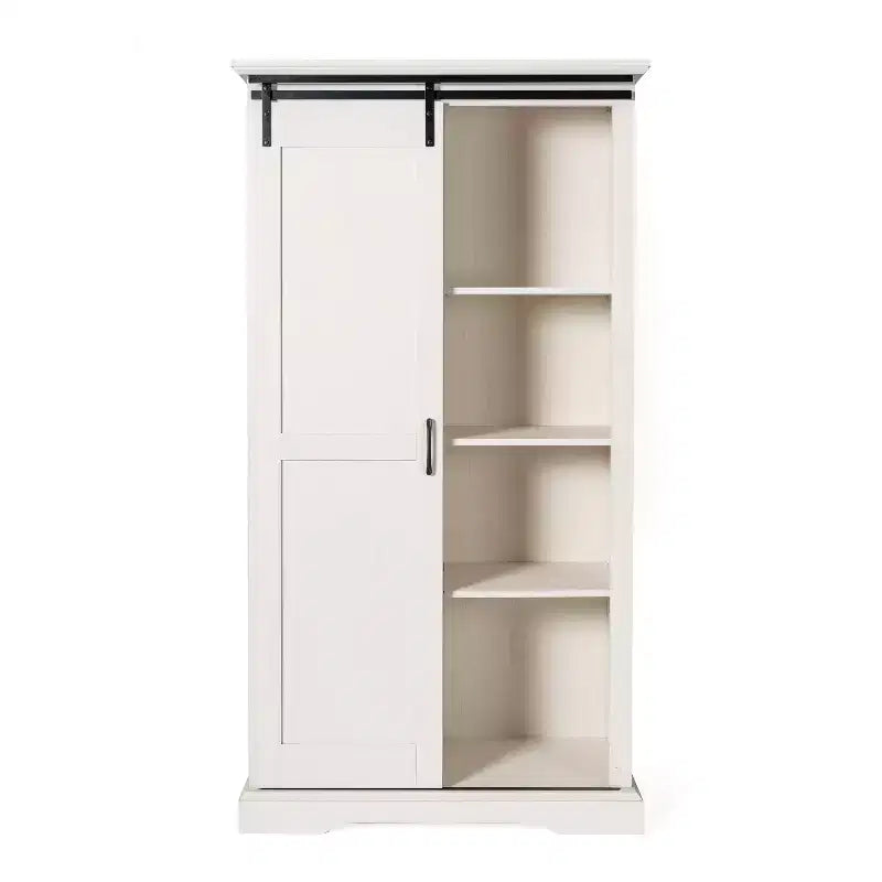 Emma and Oliver Farmhouse Storage Cabinet with Sliding Barn Door, Adjustable Height and Fixed Shelving