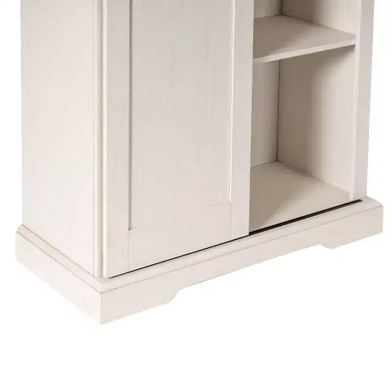 Emma and Oliver Farmhouse Storage Cabinet with Sliding Barn Door, Adjustable Height and Fixed Shelving
