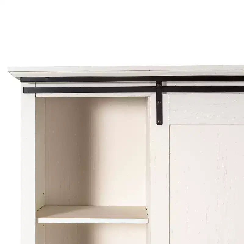 Emma and Oliver Farmhouse Storage Cabinet with Sliding Barn Door, Adjustable Height and Fixed Shelving