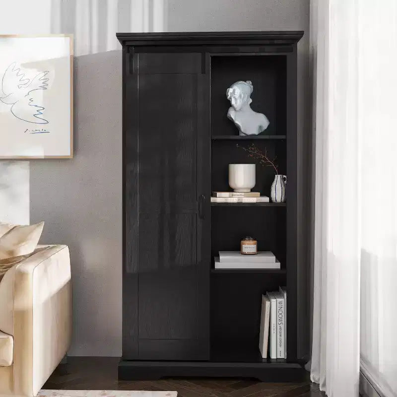 Emma and Oliver Farmhouse Storage Cabinet with Sliding Barn Door, Adjustable Height and Fixed Shelving