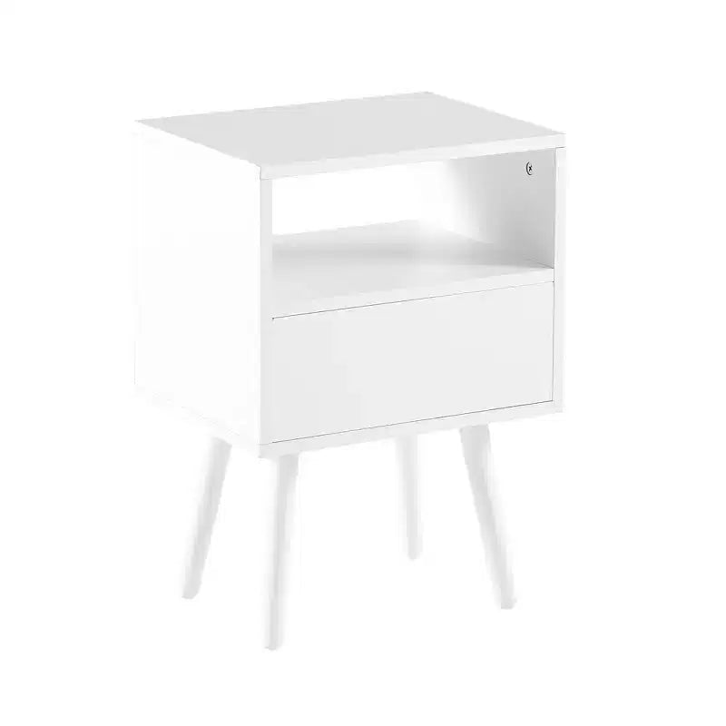 15.75 Rattan End table with Drawer and Solid Wood Legs, Modern Nightstand, Side Table for Living Roon, Bedroom-ModernLuxe