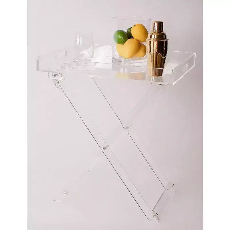 Designstyles Acrylic Foldable Tray Side Table with Handles, Luxurious Home Decor Accent, Perfect for Convenient and Portable Tabletop Space
