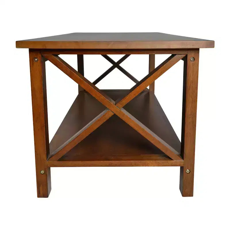 Emma and Oliver Solid Wood Farmhouse Style Coffee Table with Storage Shelf