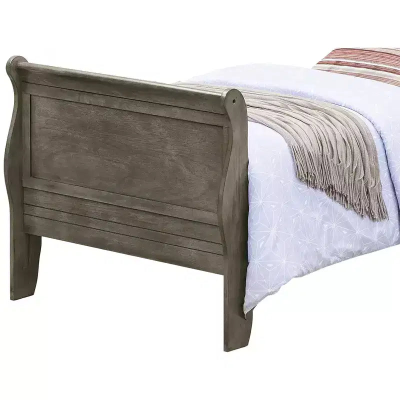 Passion Furniture Louis Philippe Twin Sleigh Bed with Headboard and Footboard