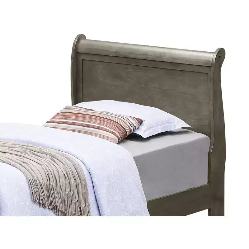 Passion Furniture Louis Philippe Twin Sleigh Bed with Headboard and Footboard