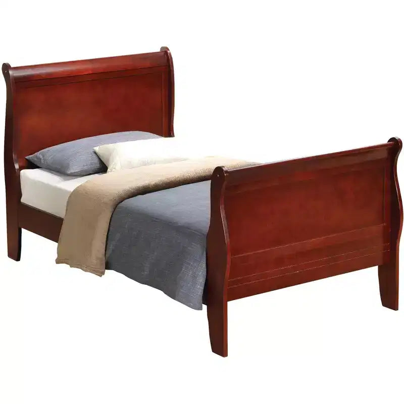 Passion Furniture Louis Philippe Twin Sleigh Bed with Headboard and Footboard
