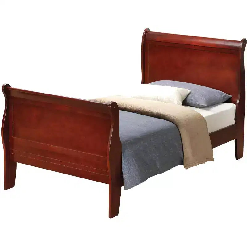 Passion Furniture Louis Philippe Twin Sleigh Bed with Headboard and Footboard