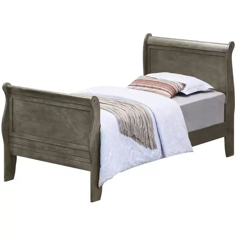 Passion Furniture Louis Philippe Twin Sleigh Bed with Headboard and Footboard