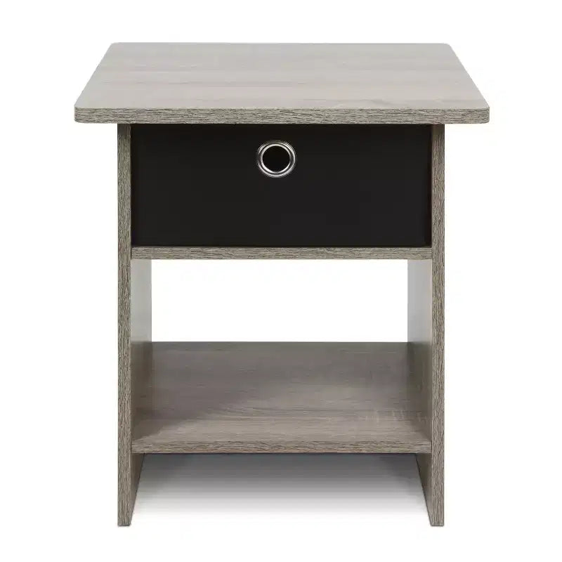 Furinno Nightstand with Drawer Storage Shelf Display Bedside Sofa Side Table,French Oak