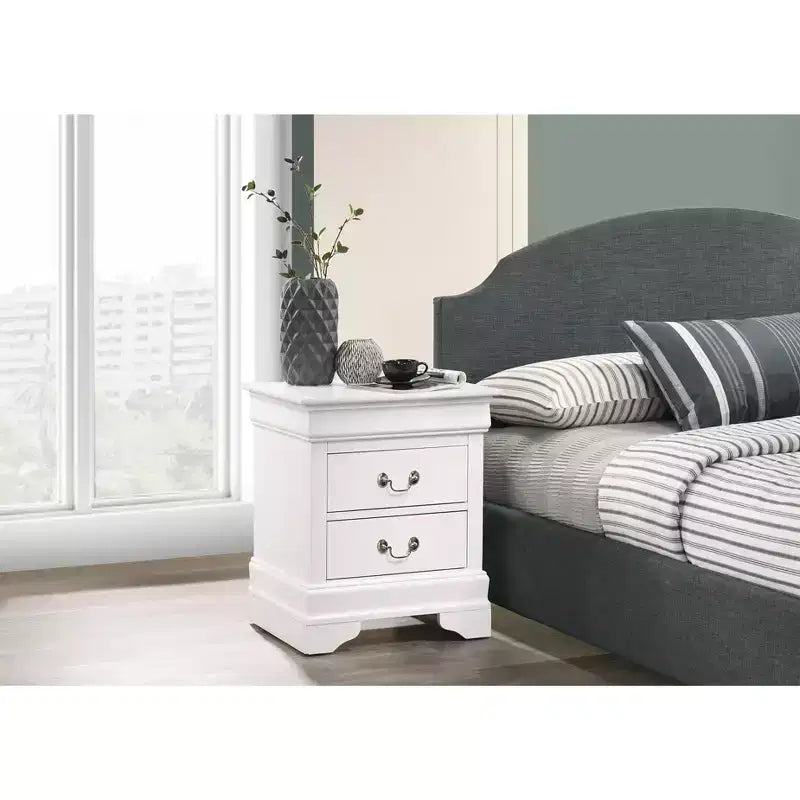 Passion Furniture Louis Philippe 2-Drawer Nightstand (24 in. H X 21 in. W X 16 in. D)