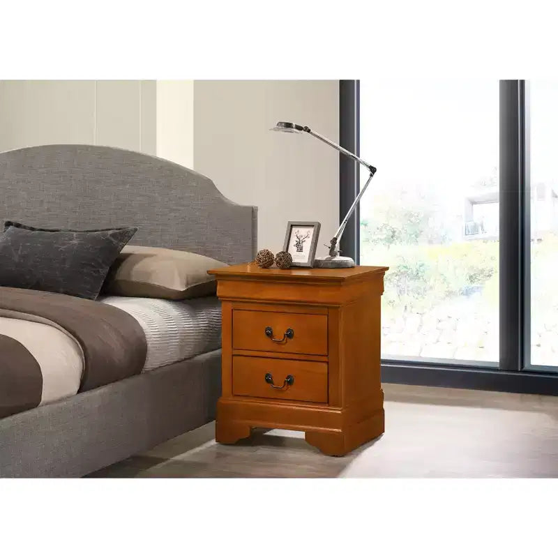 Passion Furniture Louis Philippe 2-Drawer Nightstand (24 in. H X 21 in. W X 16 in. D)
