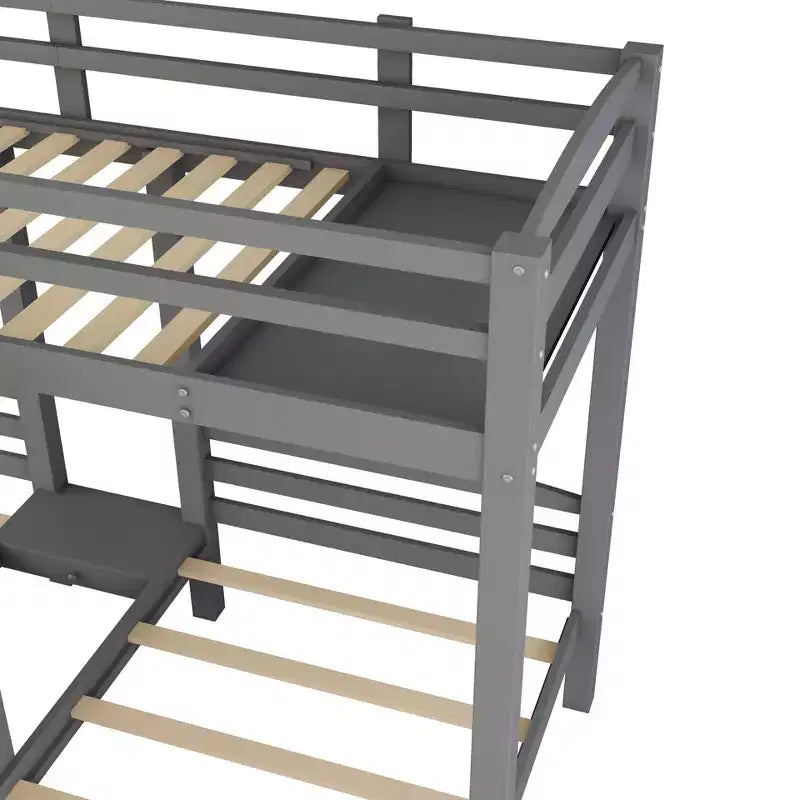 Twin over Twin & Twin Bunk Bed with Built-in Staircase and Storage Drawer - ModernLuxe
