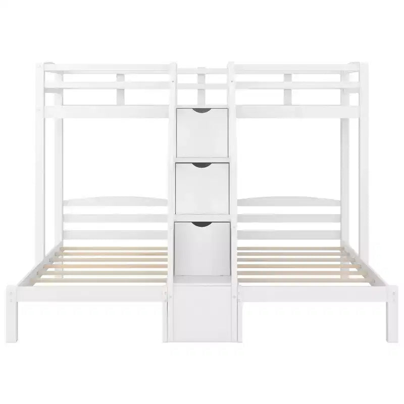 Twin over Twin & Twin Bunk Bed with Built-in Staircase and Storage Drawer - ModernLuxe