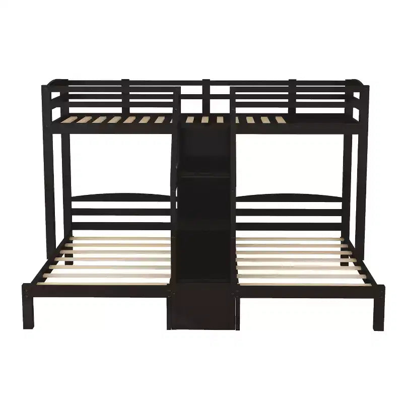 Twin over Twin & Twin Bunk Bed with Built-in Staircase and Storage Drawer - ModernLuxe