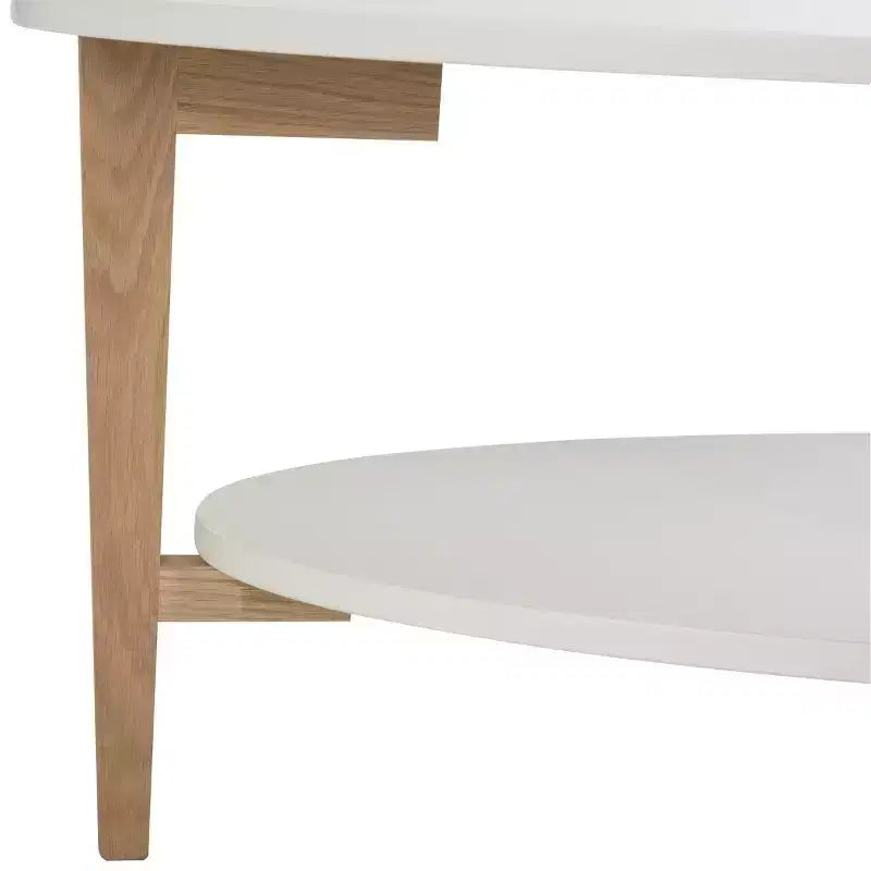 Woodruff Oval Coffee Table - White/Oak - Safavieh
