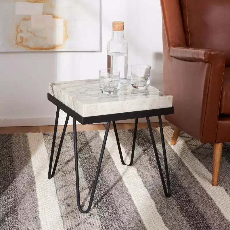 Jada Stone Top Accent Table - ACC3705 - Multi Grey/Black - Safavieh