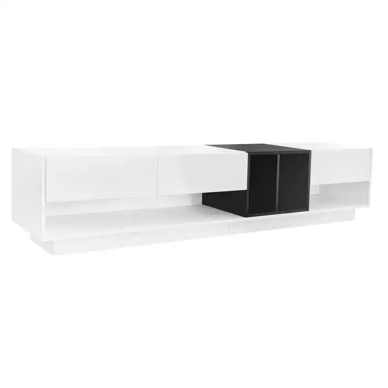 74.8 Stylish TV Stand for TVs Up to 80, Two-tone Media Console with Multifunctional Compartment - ModernLuxe