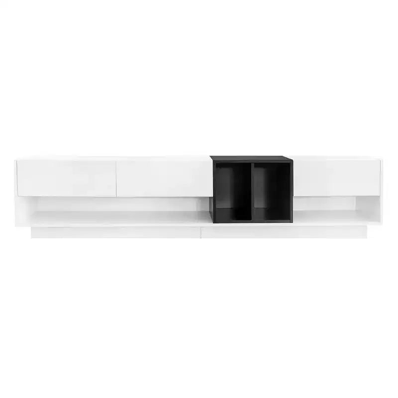 74.8 Stylish TV Stand for TVs Up to 80, Two-tone Media Console with Multifunctional Compartment - ModernLuxe