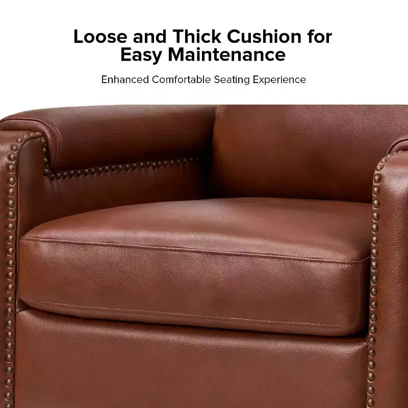 Hellmuth Genuine Leather Armchair Set of 2 with Removable Cushion and Nailhead Trims| HULALA HOME