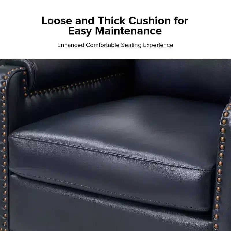 Hellmuth Genuine Leather Armchair Set of 2 with Removable Cushion and Nailhead Trims| HULALA HOME