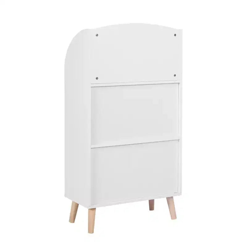 LuxenHome 37.4H Wooden Kids Bookshelf with Anti-Fall Bar, White bookshelf for kids, toy organizers and storage