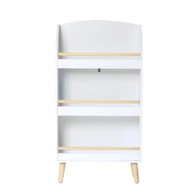 LuxenHome 37.4H Wooden Kids Bookshelf with Anti-Fall Bar, White bookshelf for kids, toy organizers and storage