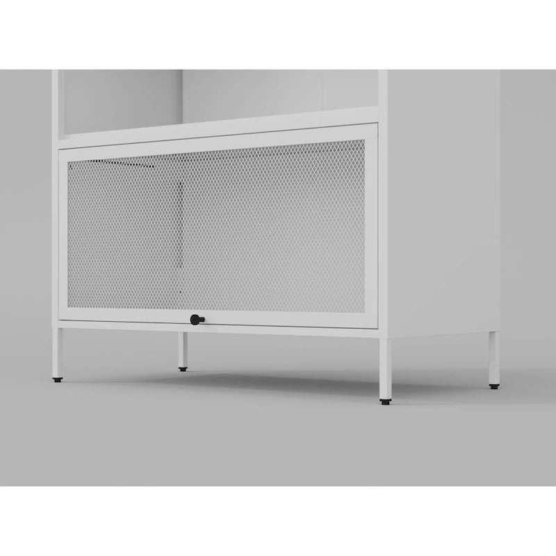 Pantry Storage Cabinet with Doors and Retractable Doors