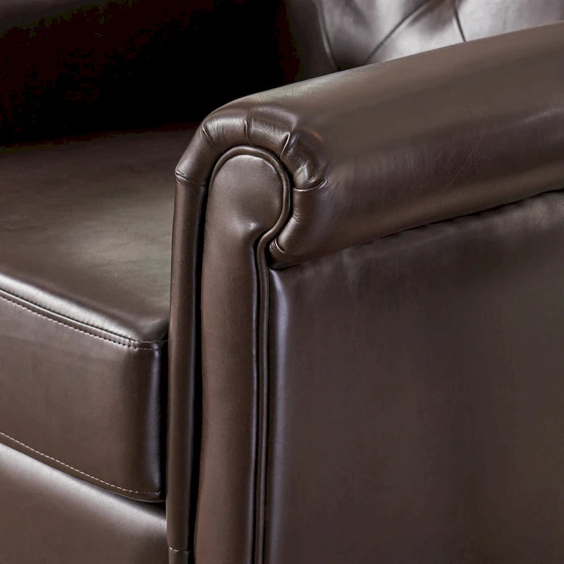 Veronica Tufted Brown Leather Club Chair by Christopher Knight Home
