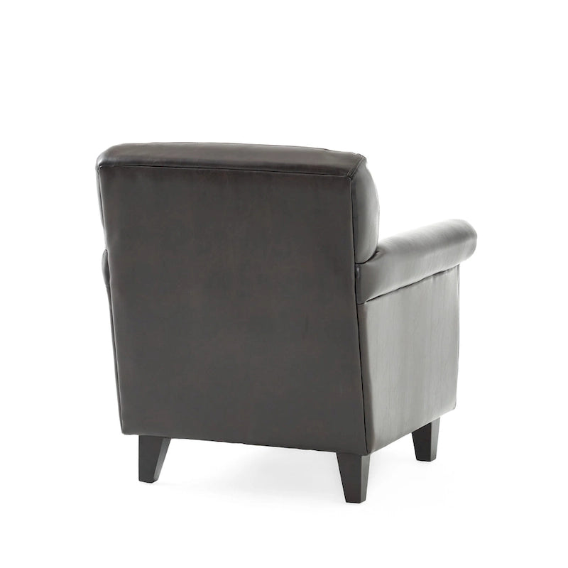 Veronica Tufted Brown Leather Club Chair by Christopher Knight Home