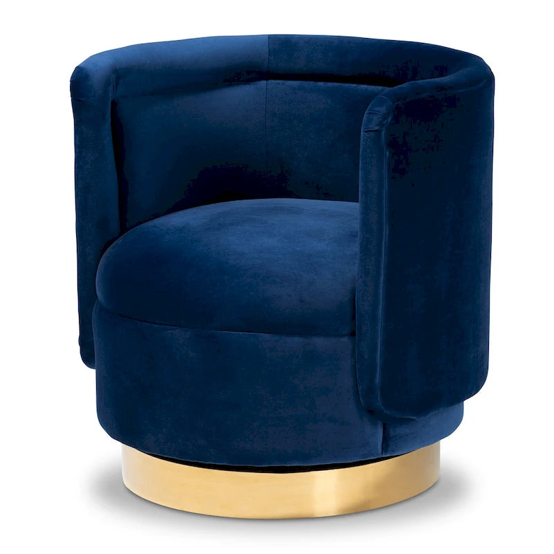 Saffi Glam and Luxe Upholstered Swivel Accent Chair