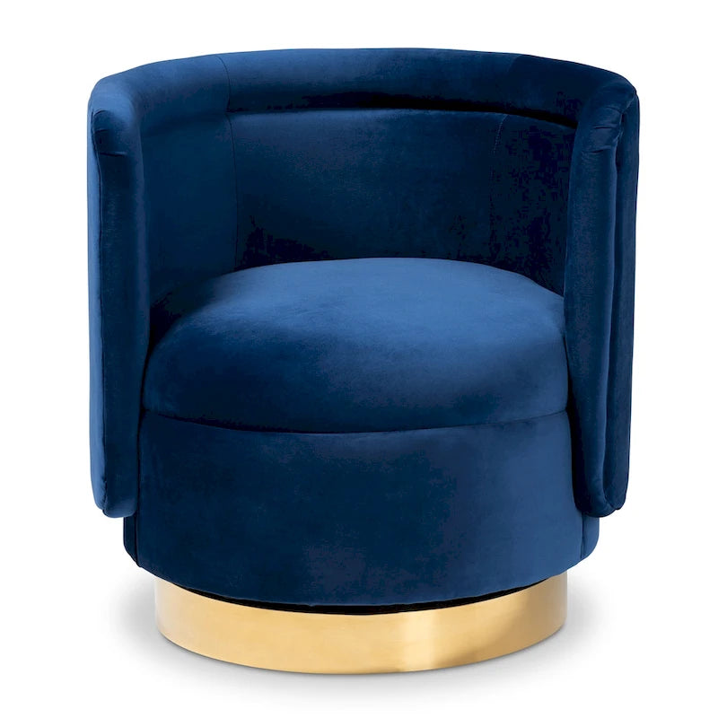 Saffi Glam and Luxe Upholstered Swivel Accent Chair
