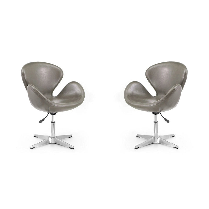 Manhattan Comfort Chrome Adjustable Swivel Chair (Set of 2)