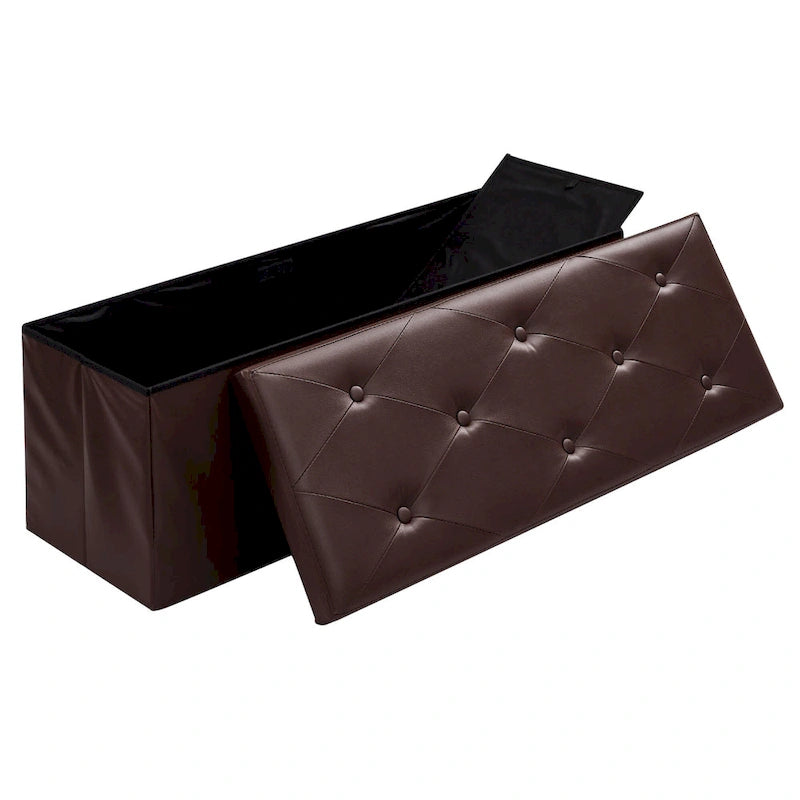 Folding Storage Ottoman, Foot Rest Stool Footstool, Leather Tufted Ottoman, Small Ottoman Cube for Living Room Bedroom Dorm