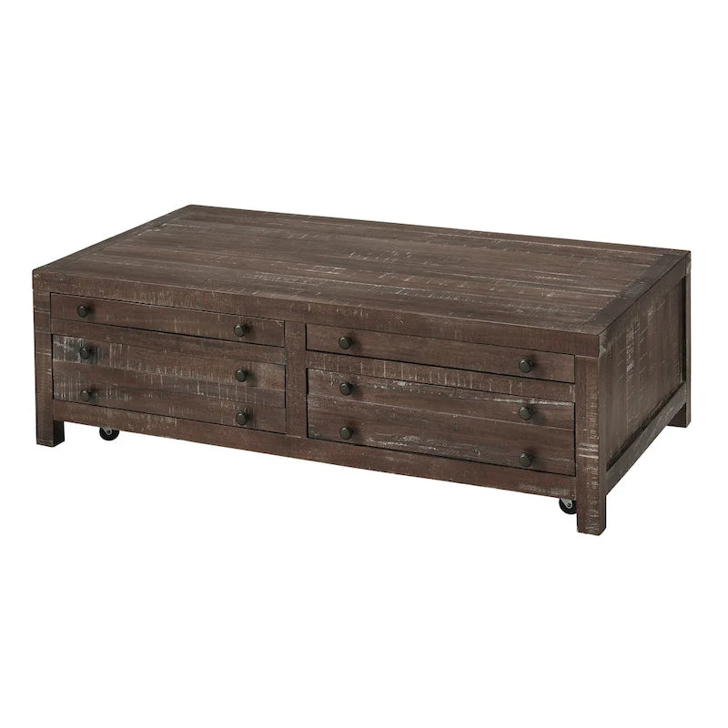 Townsend Solid Wood Castered Coffee Table in Java