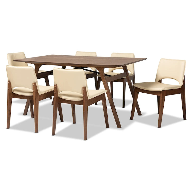 Afton Mid-Century Modern 7-Piece Dining Set