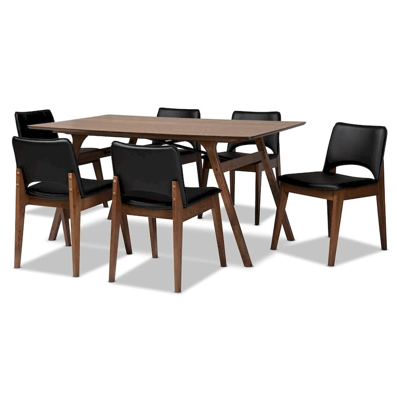 Afton Mid-Century Modern 7-Piece Dining Set