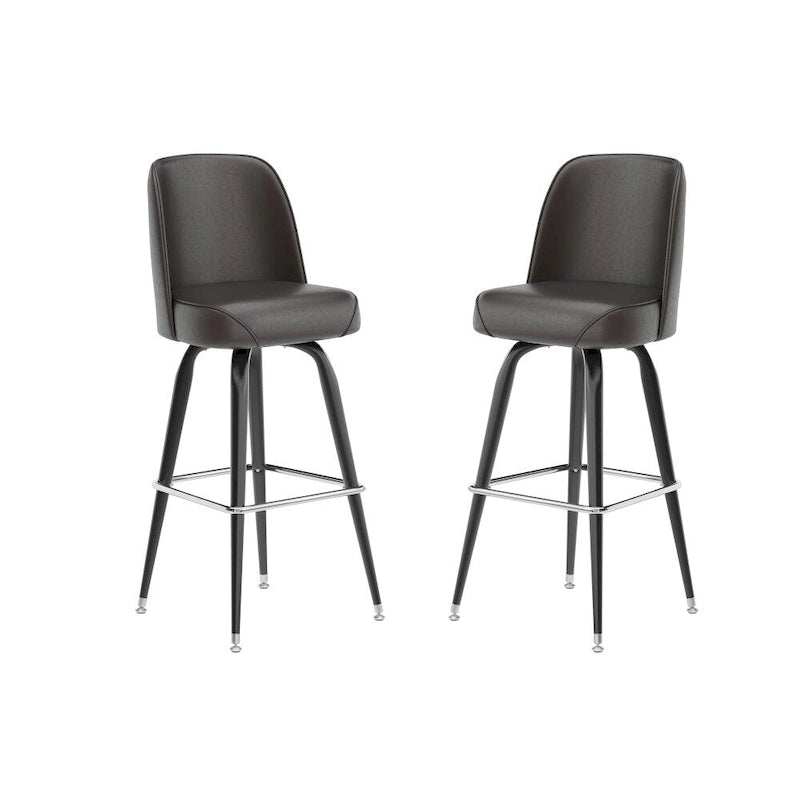 2 Pack Metal Barstool with Swivel Vinyl Upholstered Bucket Seat and Footrest - 18.5D x 18.5W x 42.5H