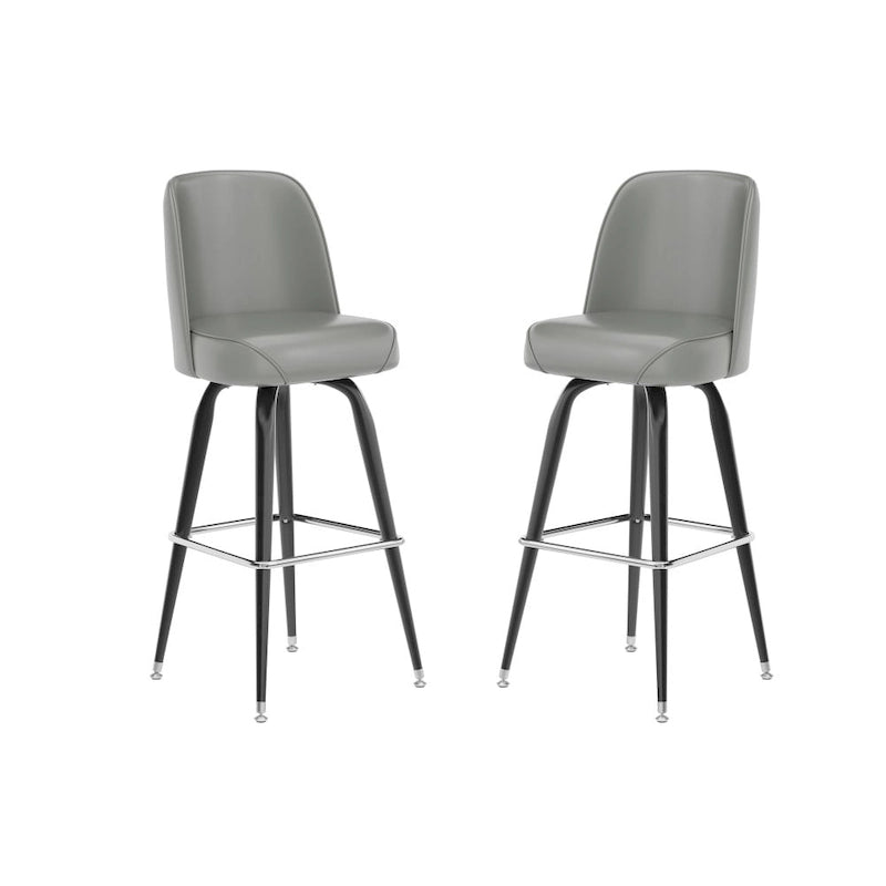 2 Pack Metal Barstool with Swivel Vinyl Upholstered Bucket Seat and Footrest - 18.5D x 18.5W x 42.5H