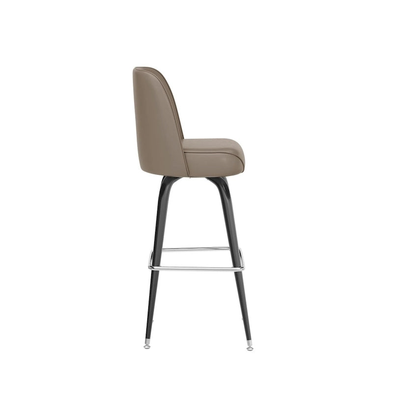 2 Pack Metal Barstool with Swivel Vinyl Upholstered Bucket Seat and Footrest - 18.5D x 18.5W x 42.5H