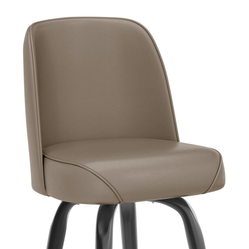 2 Pack Metal Barstool with Swivel Vinyl Upholstered Bucket Seat and Footrest - 18.5D x 18.5W x 42.5H