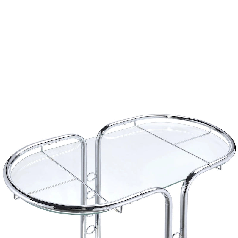 Daxton Modern Chrome Glass Top Serving Cart with Casters by Furniture of America