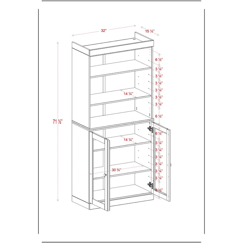 100% Solid Wood 32 Kitchen Pantry Cabinet with 2 Doors by Palace Imports