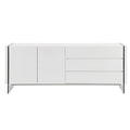 IL VETRO buffet-server in high gloss white lacquer with clear glass.