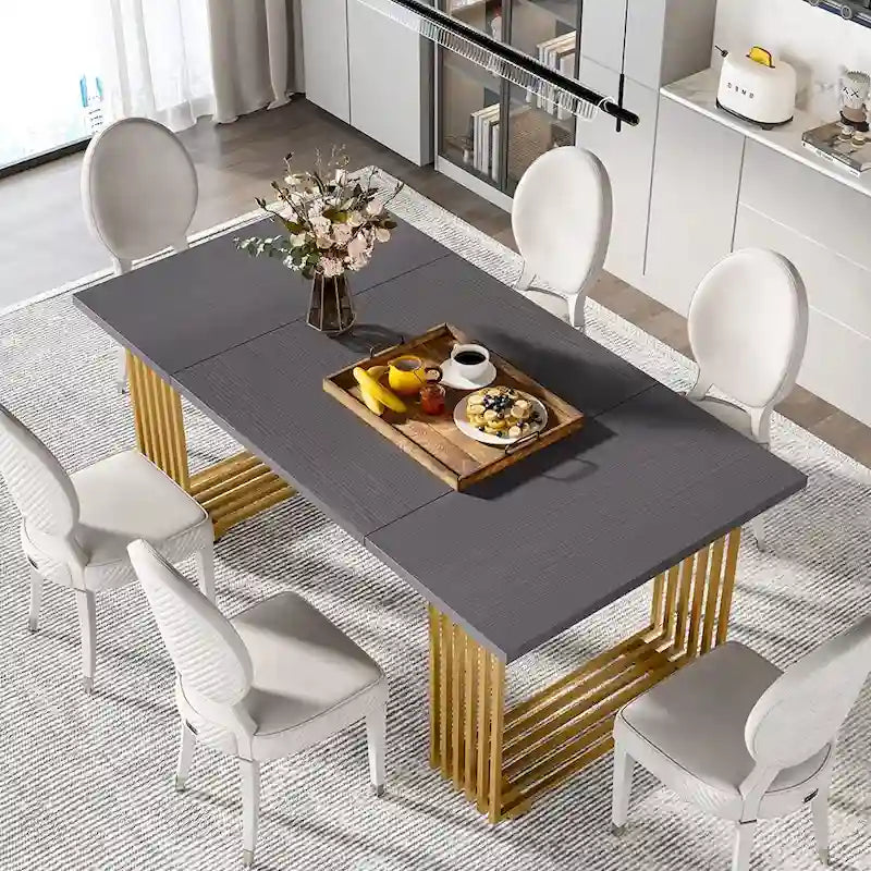 Modern Dining Table for 6-8 People, 70.8 Inch Long White Dining Room
