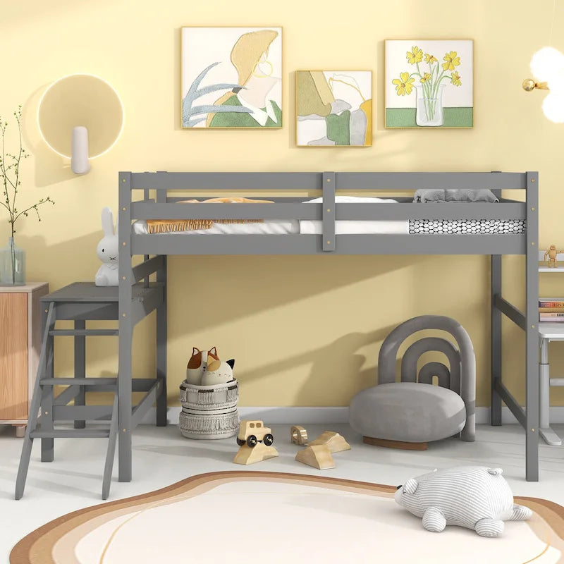 Loft Bed with Platform,ladder