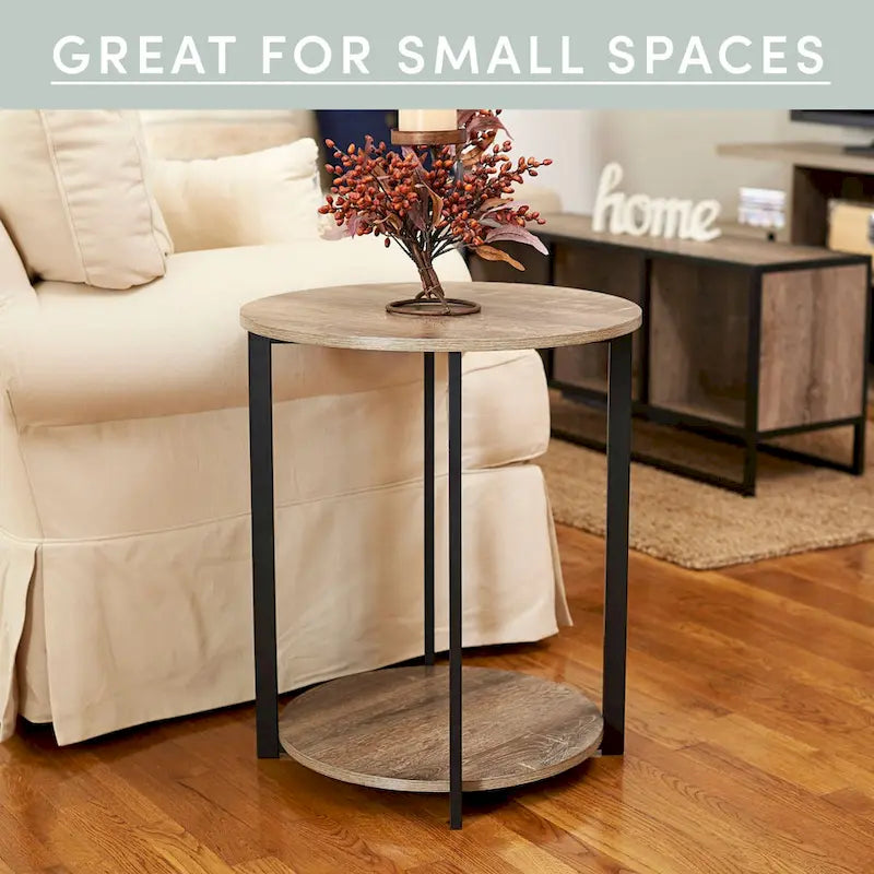 Household Essentials Side End Table with Storage Shelf